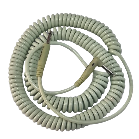 Cabo P10 x P10 Instrumento Espiral Vintage 30mm 9.15m Verde Pastel