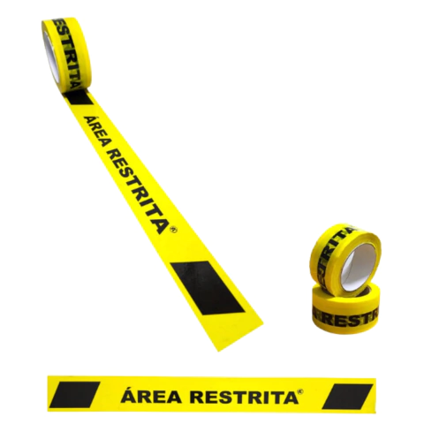 Fita Adesiva Sinalização Área Restrita 48mm X 100m Amarela
