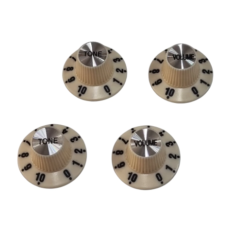 Kit 4 Knob Cream Guitarra Vintage 2 Volume 2 Tone Creme