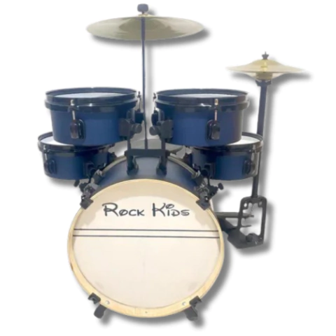 Bateria Infantil Kids Azul Madeira com Maquina Chimbal RMV