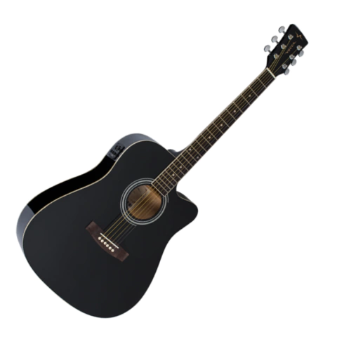 Violão Aço Elétrico Folk Preto Vogga VCK370 BK