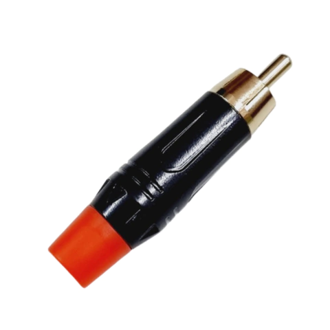 Plug RCA Macho Metal Profissional Preto Dourado Vermelho MXT