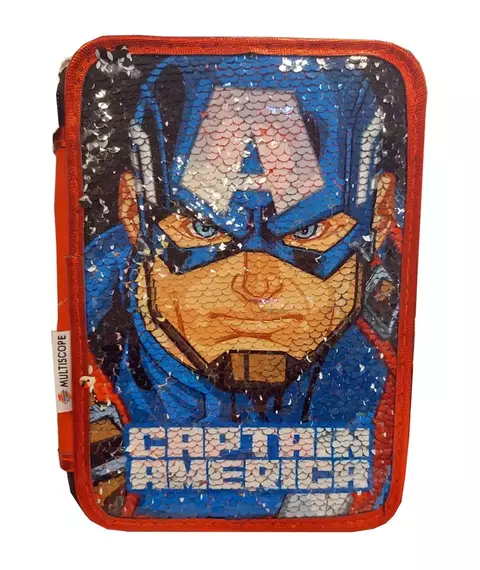 CARTUCHERA CAP. AMERICA E IRONMAN LENTEJUELAS 2 PISOS MULTISCOPE - comprar online