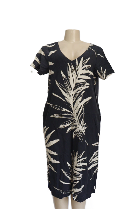 VESTIDO LONGO FOLHAGEM MARINHO - NEM