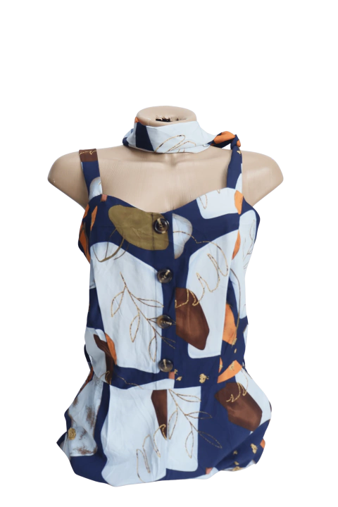 MACAQUINHO FEMININO DE ALCINHA ESTAMPADO COM CINTO - FELÍCIA