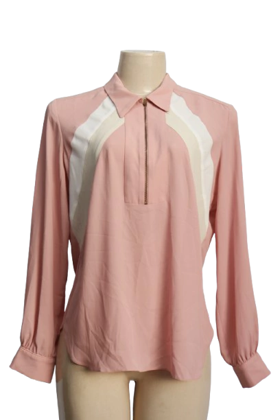 BLUSA SOCIAL FEMININA MANGA LONGA DECOTE V COM ZIPER - MICHEL ABRAHÃO