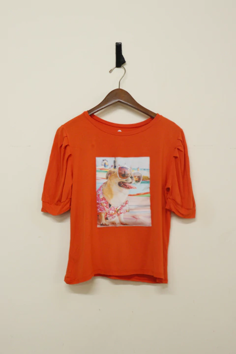 BLUSA FEMININA MANGA BUFANTE LARANJA - comprar online