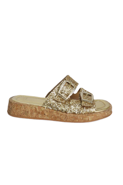 SANDÁLIA FEMININA PLATFORM DOURADA - MUNDIAL