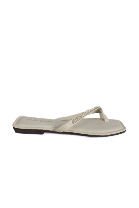 SANDÁLIA RASTEIRA DE DEDO BRANCA COM STRASS - POLO WEAR