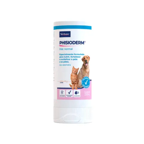 Shampoo Phisioderm 250mL Pra Cães e Gatos Pele Sensivel