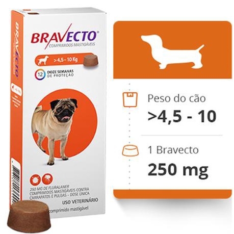 Antipulgas e Carrapatos Bravecto para Cães de 4,5 a 10 kg