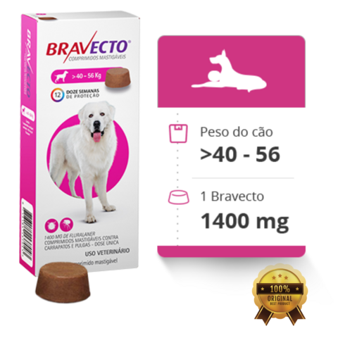 Antipulgas e Carrapatos Bravecto MSD para Cães de 40 a 56 kg