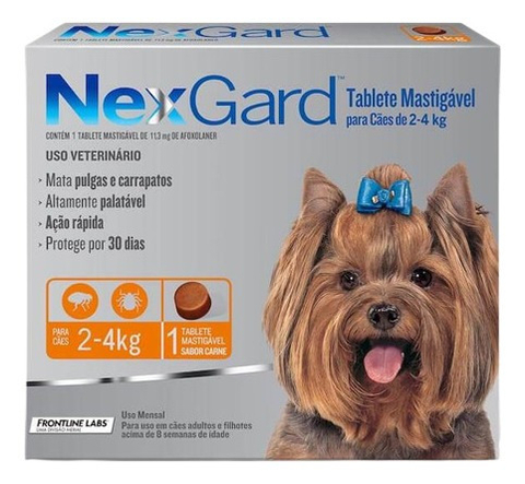 Antipuga e carrapatos Nexgard original 1 Comprimido 2a4 Kg