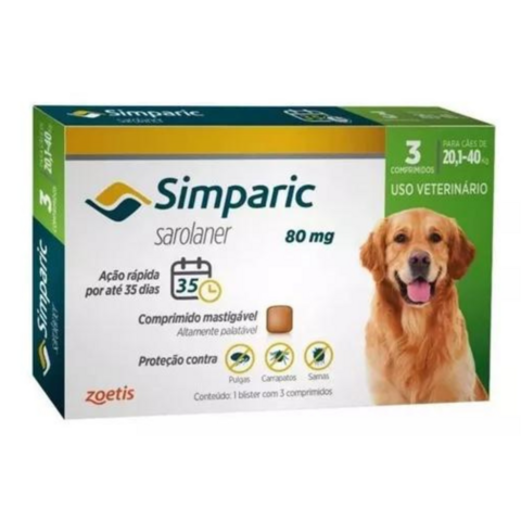 Simparic 80 mg Com 3 Comprimidos