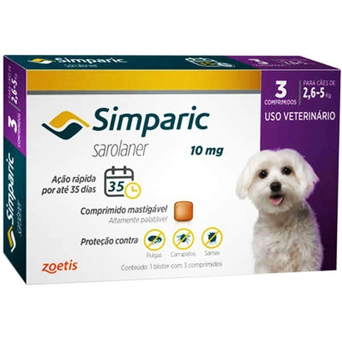 Simparic 10Mg Anti-Pulga Pra Cães 3 Comprimidos