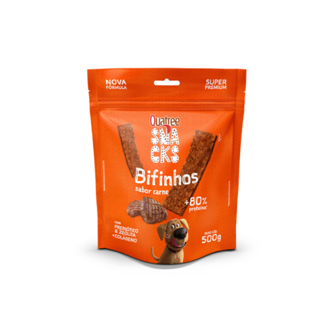 Petisco Quatree Snacks Bifinhos Sabor Carne 500g Pra Cães