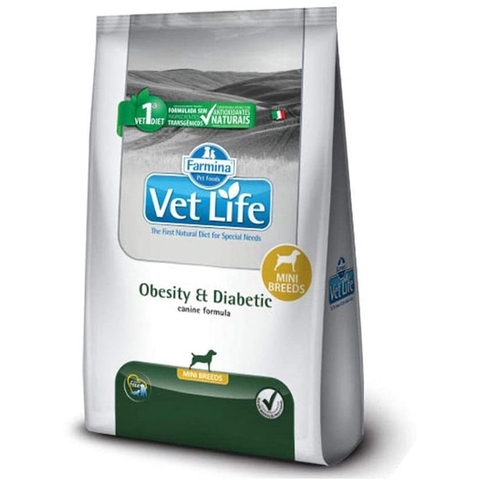 Ração Vet Life Natural Mini Canine Obesity e Diabetic 2KG