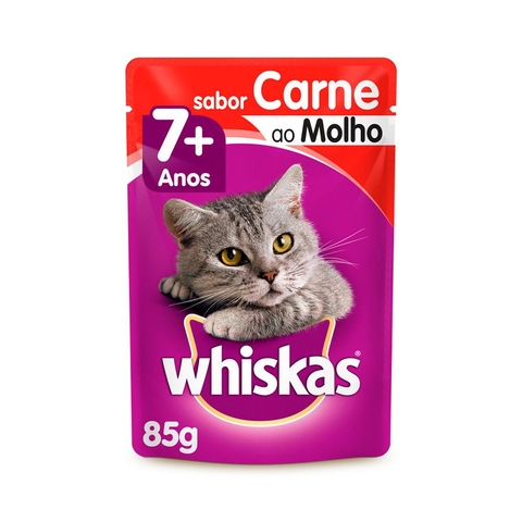 Whiskas Gatos Adultos 7+ Anos Sabor Carne ao Molho - 85g