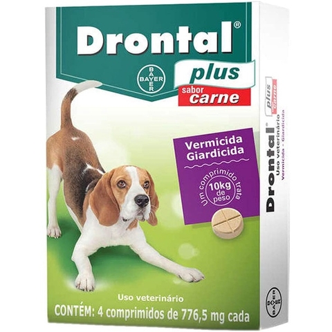 Drontal Plus Sabor Carne Cães - 4 Comprimidos Ate 10 kg