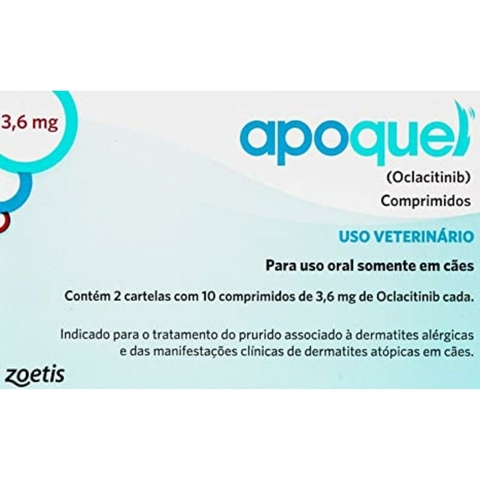 Apoquel 20 Comprimidos 3,6 mg Para Cães Zoetis.