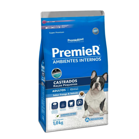 Ração Premier Ambientes Internos Castrados Cães Adultos 1KG
