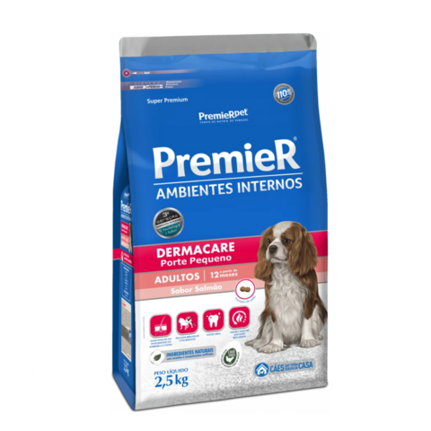 ração premier formula dermacare cães adultos salmão 2,5kg