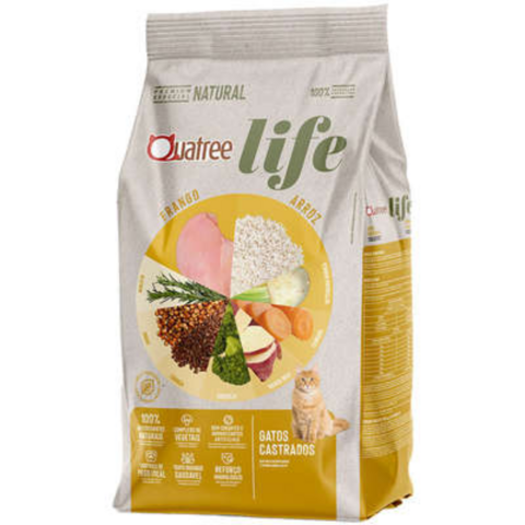 Ração Quatree Life 1Kg Pra Gatos Castrados Sabor Frango