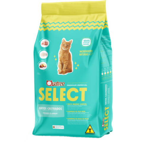 Ração Quatree Select 3Kg Gatos Castrados Sabor Frango
