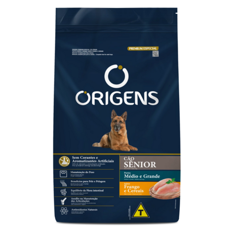 Ração Origens Cães Sênior Frango e Cereais Integrais 15kg