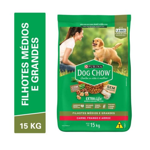 DOG CHOW FILHOTES FRANGO E ARROZ 15 KG