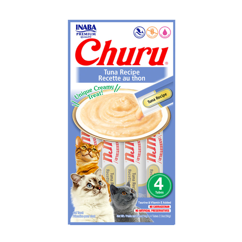 Petisco Purê Churu gato sabor atum embalagem 4 saches de 14g