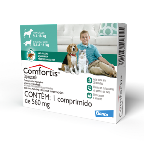 Antipugas comfortis cães 9 a 18-kg e gatos de 5,4 a 11 kg