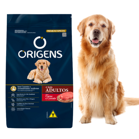 Ração Origens para Cães Adultos Sabor Carne e Cereais 15kg