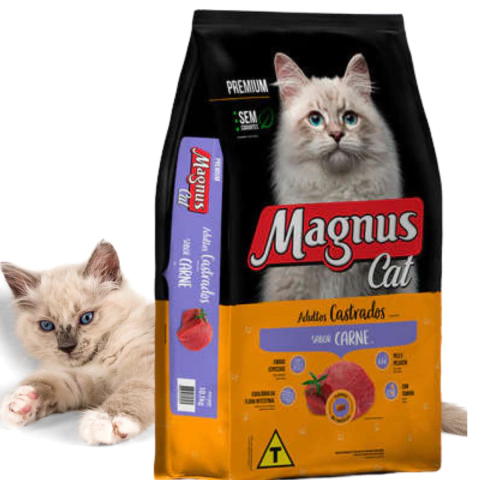 Ração Magnus Cat Carne para Gatos Adulto Castrados 20kg
