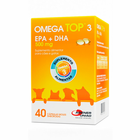 Omega Top 3 Suplemento Alimentar Para Cães e Gatos 500 Mg