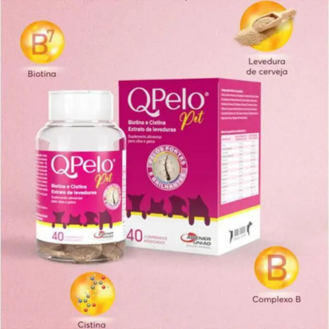 Qpelo Pet Suplemento Alimentar Para Cães e Gatos 40 Compr