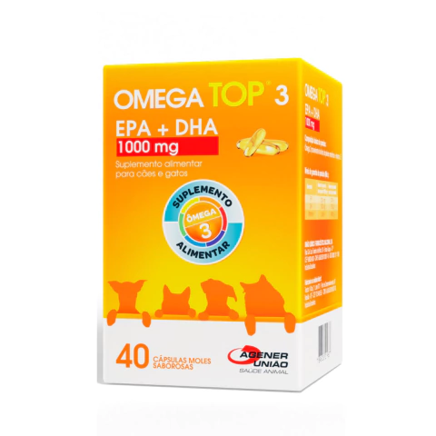 Omega Top 3 Suplemento Alimentar Para Cães e Gatos 1000 Mg