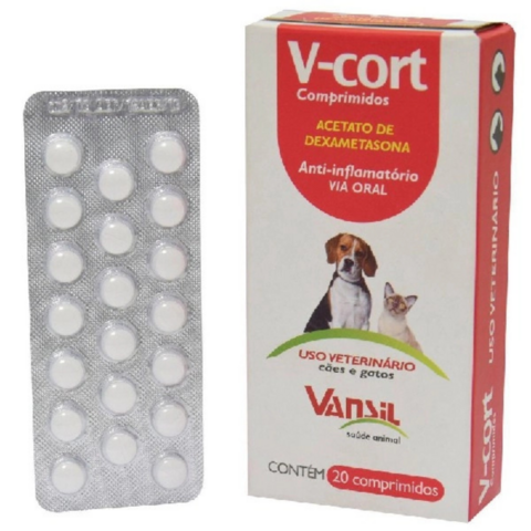 V-Cort Comprimidos Anti-Inflamatórios Para Cães e Gatos