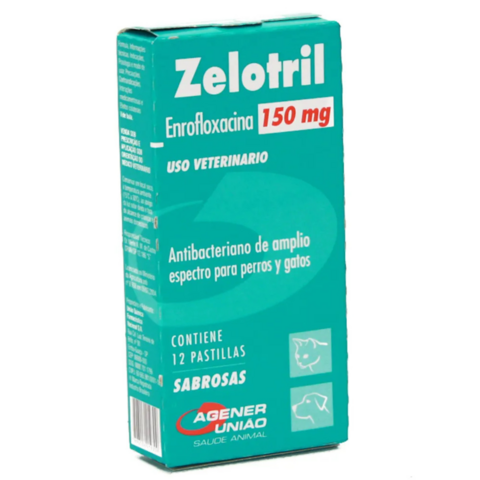 Zelotril 150 Mg Anti-Bacteriano Para Cães e Gatos 12 Compr