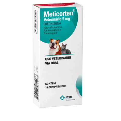 Meticorten Vet para Cães e Gatos 5 Mg 10 Comprimidos