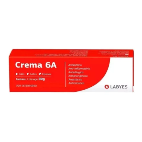 Creme 6A Pomada Dermatológica Labyes Para Animais 15g
