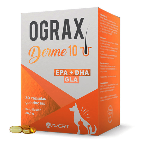 Ograx Derme 10 Suplemento Cães e Gatos 28,5g 30 Cápsulas
