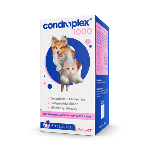 Condroplex 1000 Suplemento Pra Cães e Gatos C/60 Cápsulas