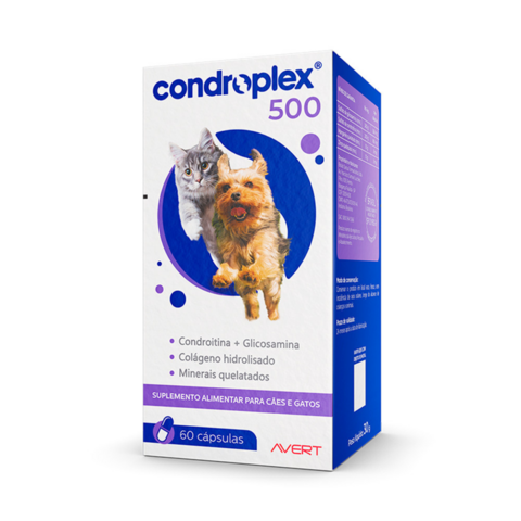 Condroplex 500 Suplemento Pra Cães e Gatos C/60 Comprimidos
