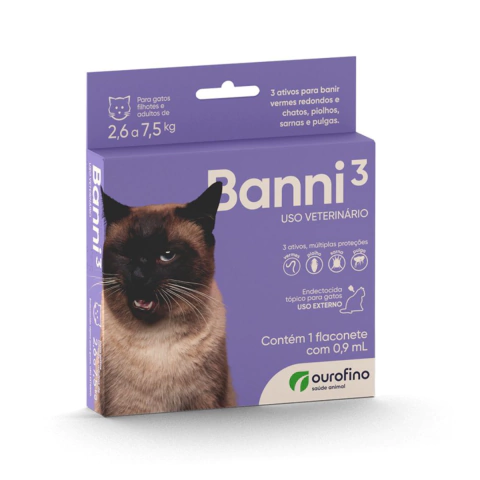 Ourofino Banni 3 Antipulgas Para Gatos entre 2,6 a 7,5Kg