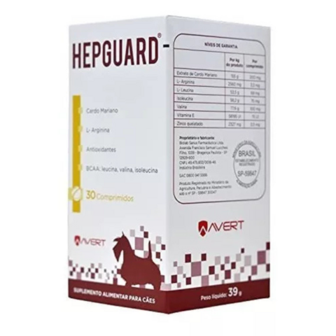 Hepguard 39g Suplemento Para Cães 30 Comprimidos Avert