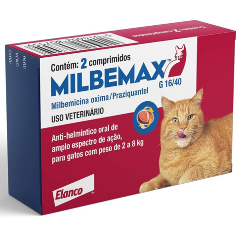 Milbemax 16/40g Vermifugo Gatos Entre 2 e 8 Kg 2 Comprimidos