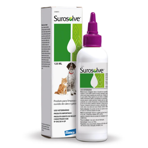 Surosolve 125Ml Para Limpeza do Ouvido de Cães e Gatos