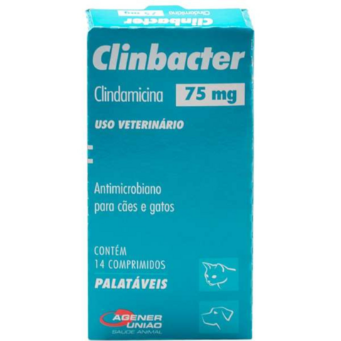 Clinbacter 75Mg Antimicrobiano Cães e Gatos C/14 Comprimidos