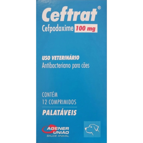 Ceftrat 100Mg Antibacteriano Para Cães Com 12 Comprimidos